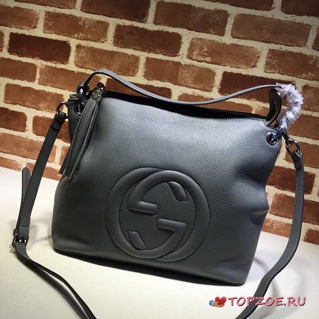 GUCCI SOHO CHAIN TASSEL SHOULDER BAG GRAY 408825 SIZE 35 CM - 1