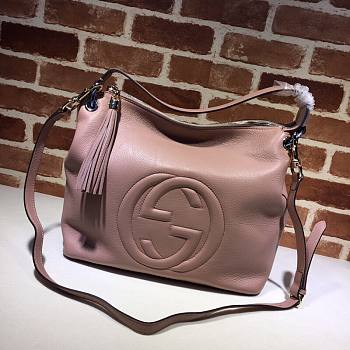 GUCCI SOHO CHAIN TASSEL SHOULDER BAG DUSTY PINK 408825 SIZE 35 CM