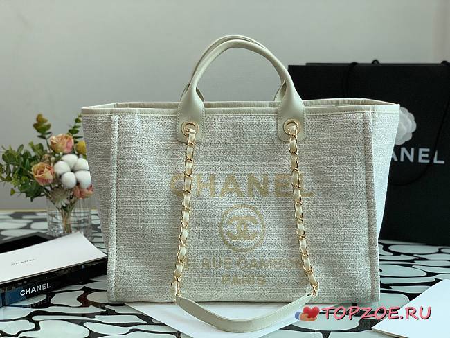 CHANEL DEAUVILLE TOTE BAG WHITE 38 CM - 1