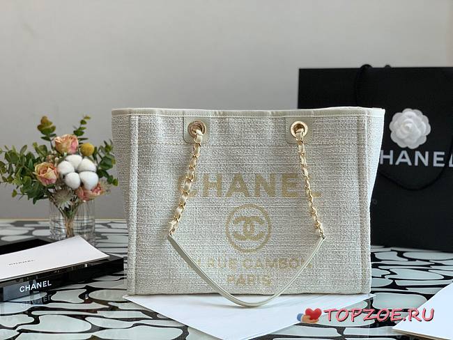 CHANEL DEAUVILLE TOTE BAG WHITE 34 CM - 1