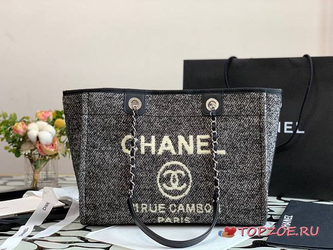 CHANEL DEAUVILLE TOTE BAG BLACK 34 CM - 1