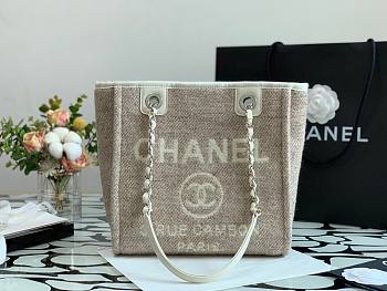 CHANEL DEAUVILLE TOTE BAG GRAY 28 CM