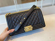 CHANEL BOY HANDBAG BLACK & GOLDEN METAL A67086 25 CM - 4