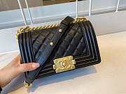 CHANEL SMALL BOY HANDBAG BLACK & GOLDEN METAL 20cm - 5