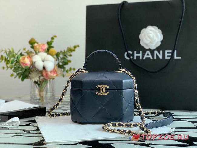 CHANEL SMALL VANITY CASE DARK BLUE SIZE15 CM - 1