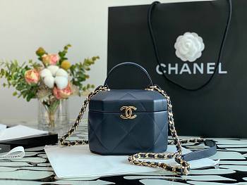 CHANEL SMALL VANITY CASE DARK BLUE SIZE15 CM