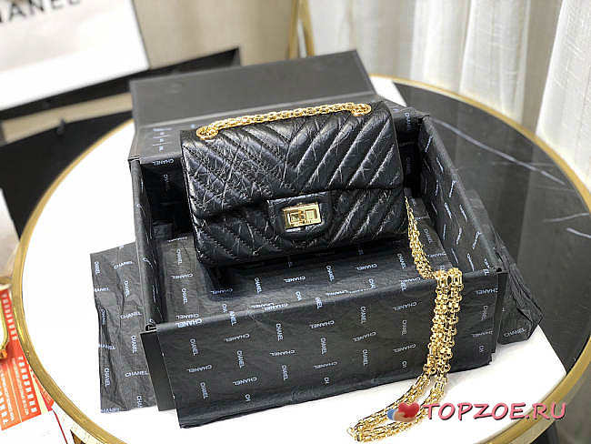 CHANEL MINI 2.55 TASCHE BLACK & GOLD-METAL AS0874 20 CM - 1