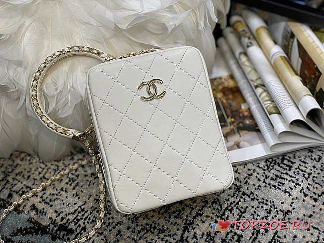 CHANEL VERTICAL CAMERA BAG WHITE SIZE 17.5 CM - 1
