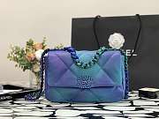 CHANEL 19 HANDBAG LACQUERED METAL BLUE & PURPLE AS1160 26CM - 1
