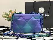 CHANEL 19 HANDBAG LACQUERED METAL BLUE & PURPLE AS1160 26CM - 4
