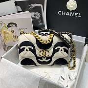 CHANEL 19 LARGE HANDBAG PRINTED FABRIC AS1161 SIZE 30 CM - 1