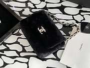 CHANEL 19 SHEARLING LAMBSKIN FLAP BAG BLACK AS2240 SIZE 21.5 CM - 1