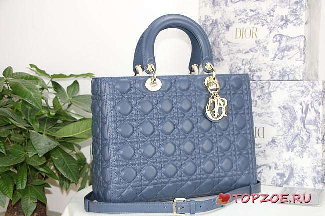 DIOR LARGE LADY BAG LAMBSKIN CLOUD BLUE M0566 32 CM - 1