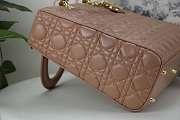 DIOR LARGE LADY BAG LAMBSKIN ROSE BROWN M0566 32 CM - 3