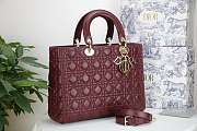 DIOR LARGE LADY BAG LAMBSKIN BURGUNDY M0566 32 CM - 1