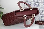 DIOR LARGE LADY BAG LAMBSKIN BURGUNDY M0566 32 CM - 2