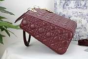 DIOR LARGE LADY BAG LAMBSKIN BURGUNDY M0566 32 CM - 3