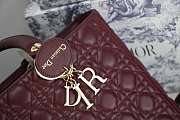 DIOR LARGE LADY BAG LAMBSKIN BURGUNDY M0566 32 CM - 5