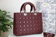 DIOR LARGE LADY BAG LAMBSKIN BURGUNDY M0566 32 CM - 6