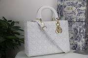DIOR LARGE LADY BAG LAMBSKIN WHITE M0566 32 CM - 3