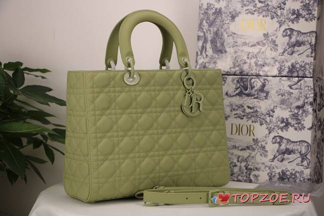 DIOR LARGE LADY BAG ULTRAMATTE CALFSKIN WILLOW GREEN M0566 32 CM - 1