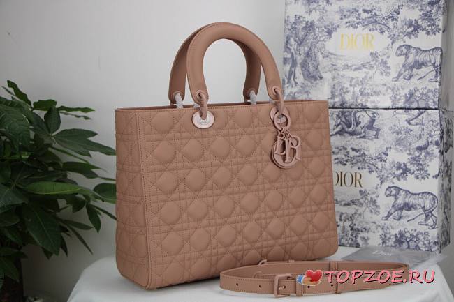 DIOR LARGE LADY BAG ULTRAMATTE CALFSKIN BLUSH PINK M0566 32 CM - 1
