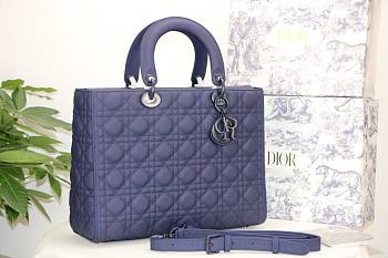 DIOR LARGE LADY BAG ULTRAMATTE CALFSKIN DENIM M0566 32 CM