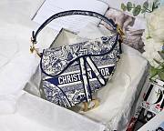 DIOR SADDLE BAG BLUE TOILE DE JOUY EMBROIDERY M0446 SIZE 25.5 CM - 1