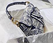 DIOR SADDLE BAG BLUE TOILE DE JOUY EMBROIDERY M0446 SIZE 25.5 CM - 5