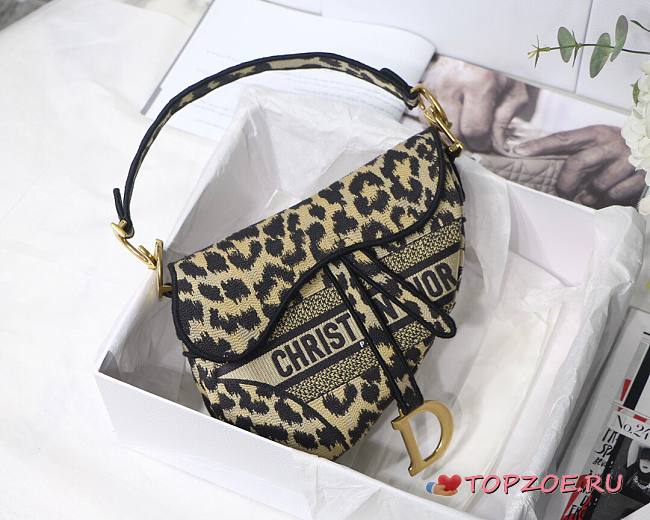 DIOR SADDLE BAG BEIGE MULTICOLOR MIZZA EMBROIDERY M0446 SIZE 25.5 CM - 1
