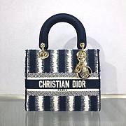 DIOR MEDIUM LADY BLUE D-STRIPES M0565 SIZE 24 CM  - 1