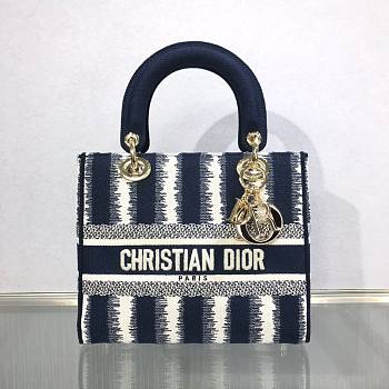 DIOR MEDIUM LADY BLUE D-STRIPES M0565 SIZE 24 CM 