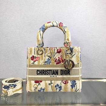DIOR MEDIUM LADY COLORFUL EMBROIDERED M0565 SIZE 24 CM 