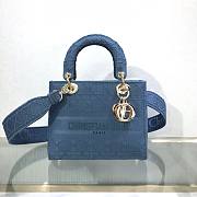 DIOR MEDIUM LADY D-LITE BAG DENIM BLUE M0565 SIZE 24 x 20 x 11 CM - 1