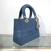 DIOR MEDIUM LADY D-LITE BAG DENIM BLUE M0565 SIZE 24 x 20 x 11 CM - 6