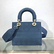 DIOR MEDIUM LADY D-LITE BAG DENIM BLUE M0565 SIZE 24 x 20 x 11 CM - 5