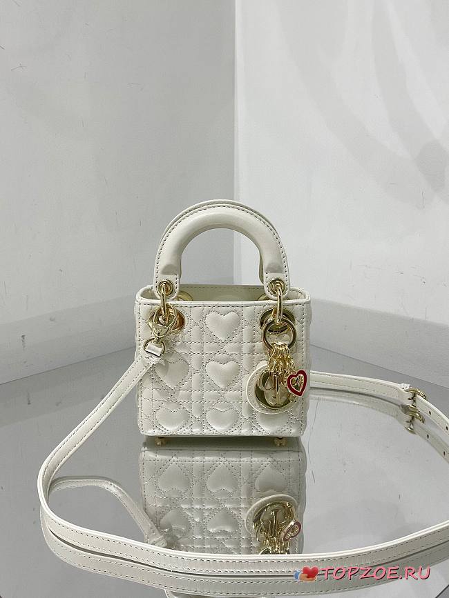 DIOR MICRO AMOUR MY ABCDIOR LADY BAG WHITE S0856 SIZE 12 CM - 1