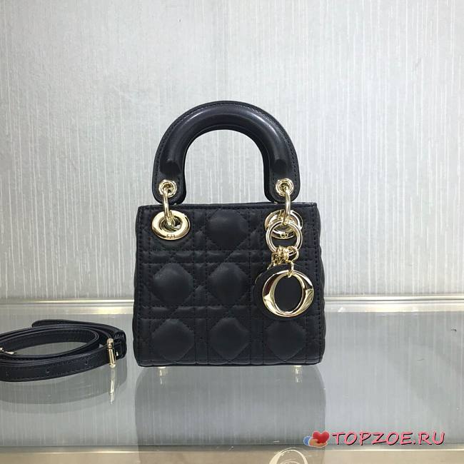 DIOR MICRO LADY BAG LAMBSKIN BLACK S0856 SIZE 12 CM - 1