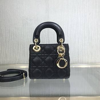 DIOR MICRO LADY BAG LAMBSKIN BLACK S0856 SIZE 12 CM