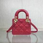 DIOR MICRO LADY BAG LAMBSKIN RED S0856 SIZE 12 CM - 3
