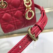 DIOR MICRO LADY BAG LAMBSKIN RED S0856 SIZE 12 CM - 4