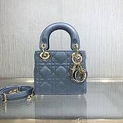 DIOR MICRO LADY BAG LAMBSKIN CLOUD BLUE S0856 SIZE 12 CM - 1