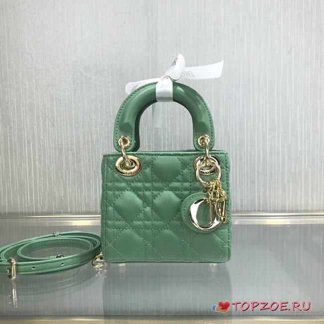 DIOR MICRO LADY BAG LAMBSKIN DARK MINT S0856 SIZE 12 CM - 1