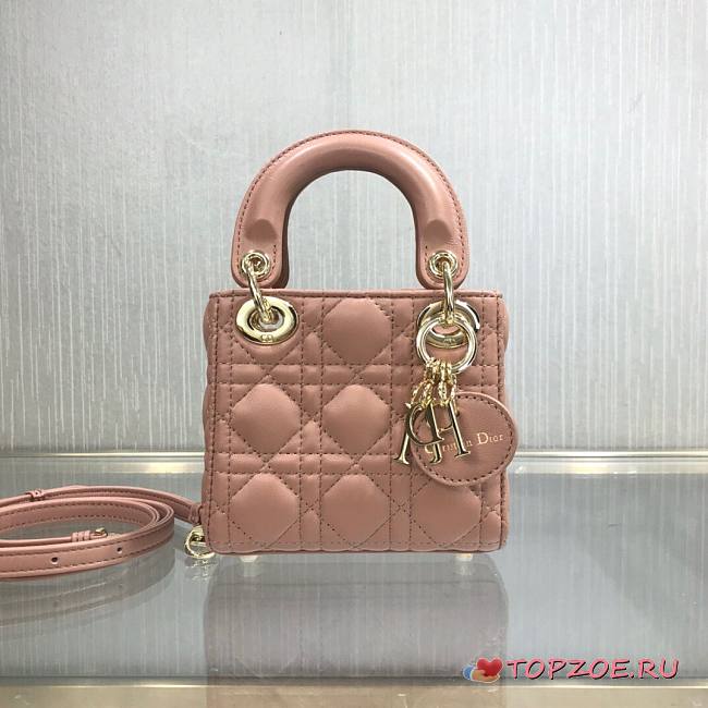 DIOR MICRO LADY BAG LAMBSKIN ROSE PINK S0856 SIZE 12 CM - 1