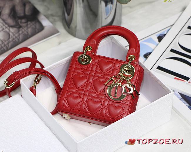DIOR MICRO AMOUR MY ABCDIOR LADY BAG RED S0856 SIZE 12 CM - 1