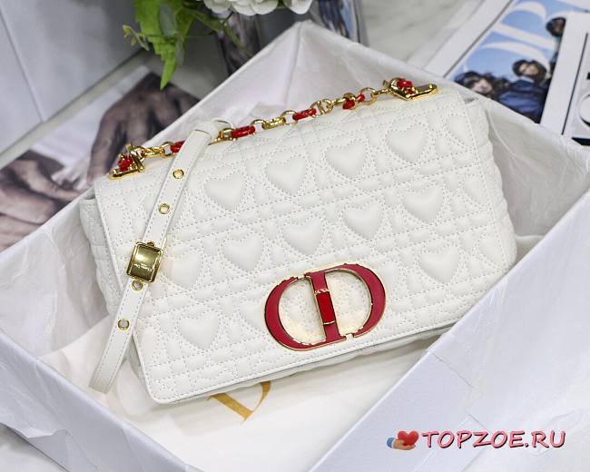 DIOR MEDIUM DIORAMOUR CARO BAG WHITE M9242 SIZE 25.5 CM - 1