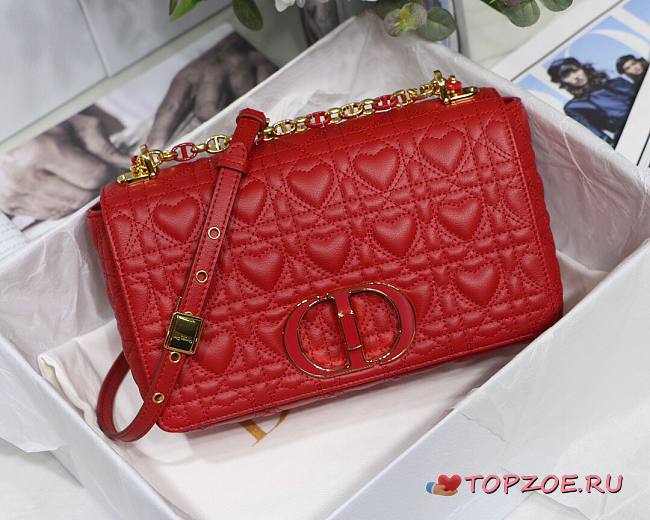 DIOR MEDIUM DIORAMOUR CARO BAG RED M9242 SIZE 25.5 CM - 1