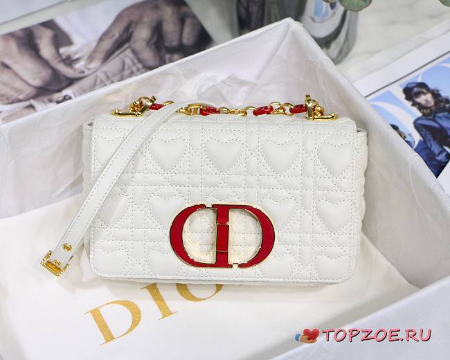 DIOR SMALL DIORAMOUR CARO BAG WHITE M9241 SIZE 20 CM - 1
