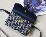 DIOR SADDLE BELT POUCH BLUE OBLIQUE JACQUARD S5619 SIZE 18 CM - 3