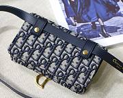 DIOR SADDLE BELT POUCH BLUE OBLIQUE JACQUARD S5619 SIZE 18 CM - 2